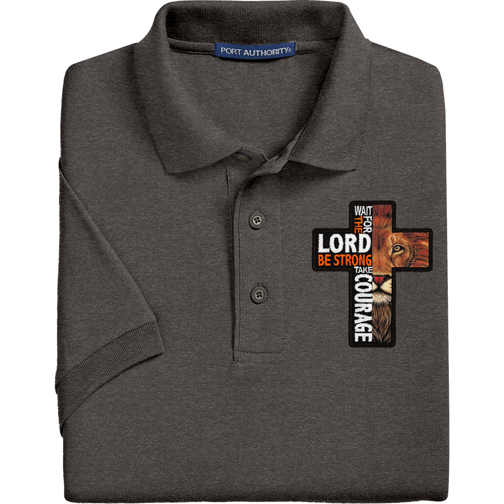 Applique Cross Christian Shirt with Psalm 27:14