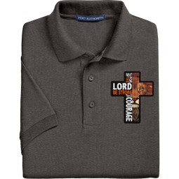 Applique Cross Christian Shirt with Psalm 27:14