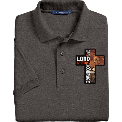 Applique Cross Christian Shirt with Psalm 27:14