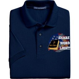 Christian Polo Shirt Embroidered with Bible and American Flag