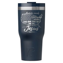 Christian Travel Mug Etched with America Needs Jesus
