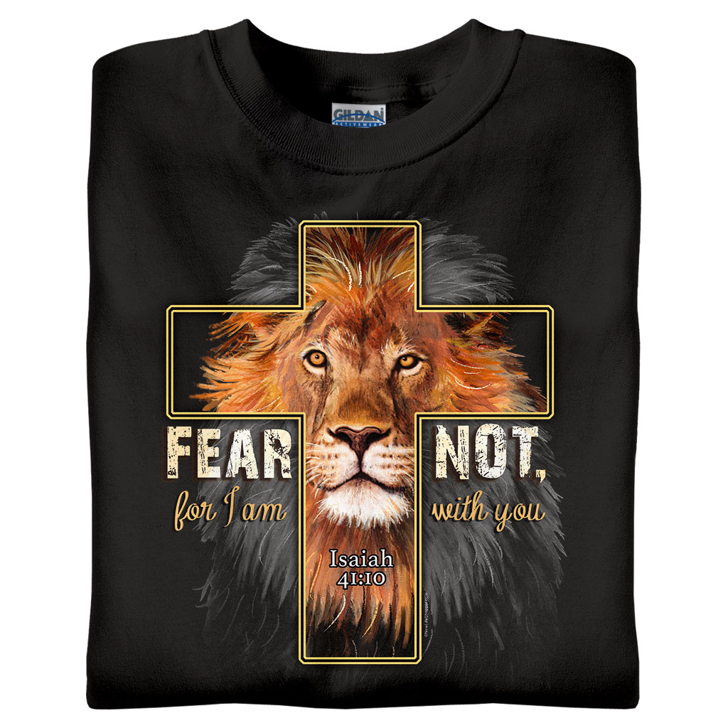 Fear Not Christian T-Shirt with Lion in Cross