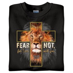 Fear Not Christian T-Shirt with Lion in Cross