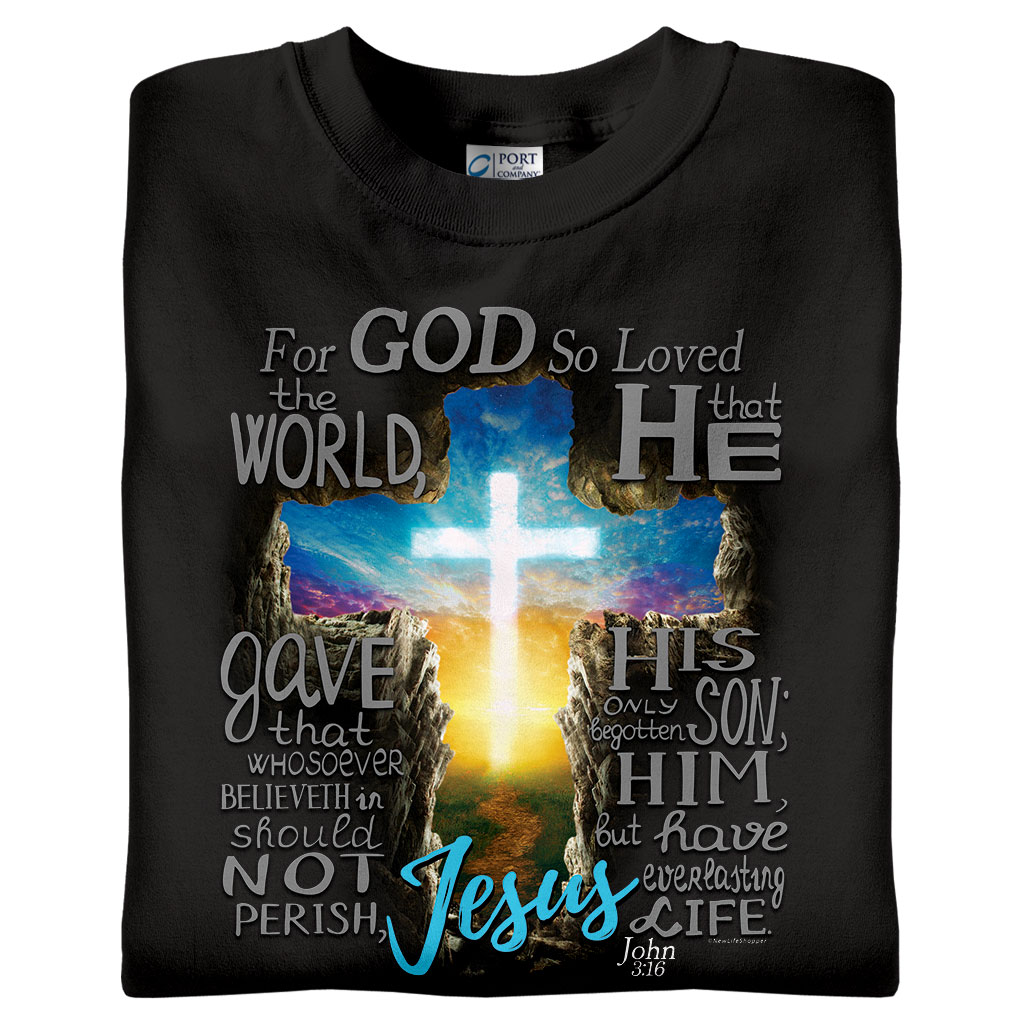 John 3:16 Christian T-Shirt in Black