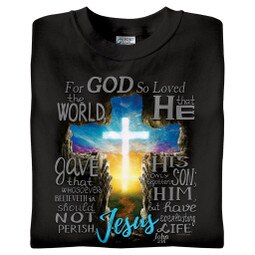 John 3:16 Christian T-Shirt in Black