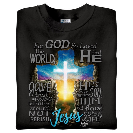 John 3:16 Christian T-Shirt in Black